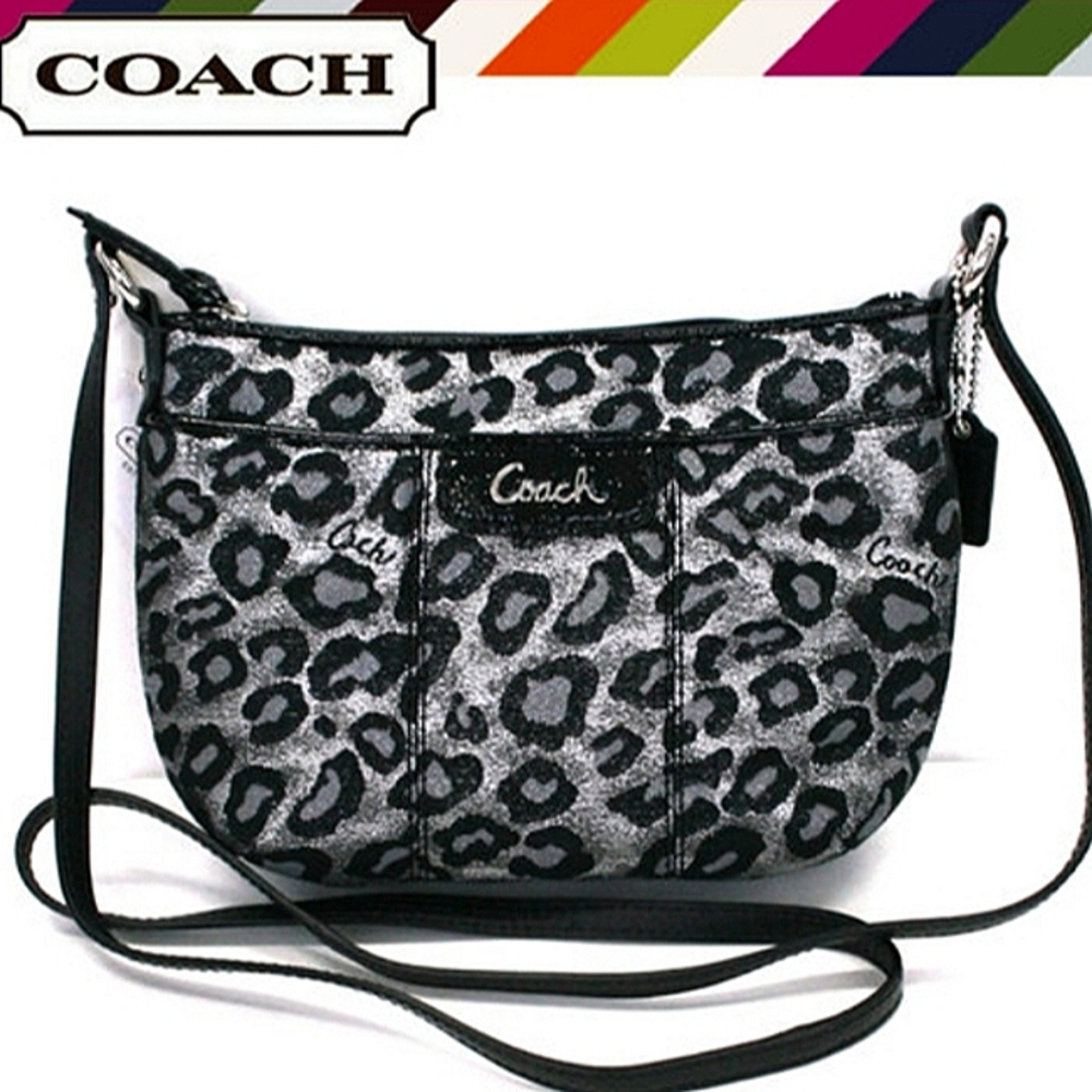 NWT☆Rare☆COACH Metallic Lurex Ocelot Zip Top Crossbody Bag. RARE.